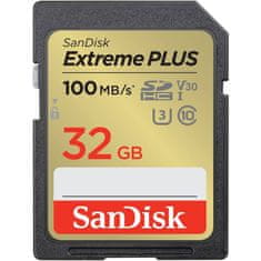 SanDisk Extreme PLUS/SDHC/32GB/100MBps/UHS-I U3/razred 10/črna