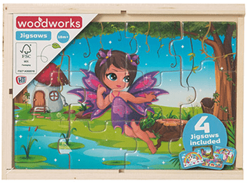 Lesena sestavljanka Vile in samorogi 4x12 kosov