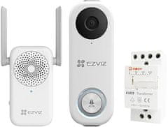 EZVIZ Zvonec DB1C komplet WiFi, zvonec s kamero, enota za zvonjenje, transformator