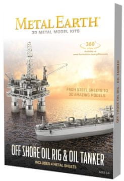 Metal Earth 3D sestavljanka Naftna ploščad in tanker (deluxe set)
