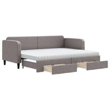 Vidaxl Izvlečna dnevna postelja s predali taupe 80x200 cm blago