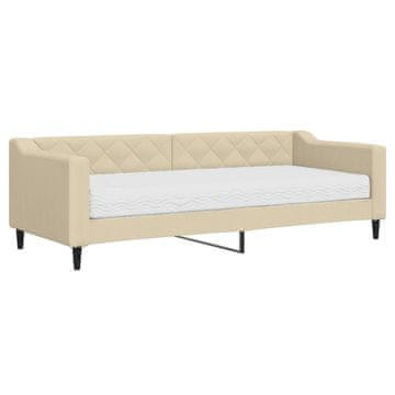 Vidaxl Dnevna postelja z vzmetnico krem 80x200 cm blago