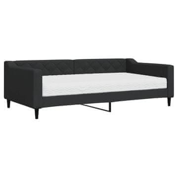Vidaxl Dnevna postelja z vzmetnico črna 100x200 cm blago