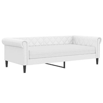 Vidaxl Dnevna postelja z vzmetnico bela 90x200 cm umetno usnje