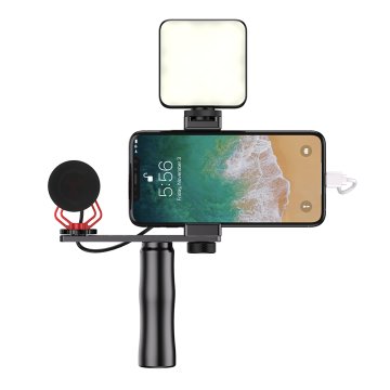 shumee KIT Mikrofon za telefon s palico za selfije in svetilko LED