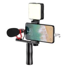 KIT Mikrofon za telefon s palico za selfije in svetilko LED