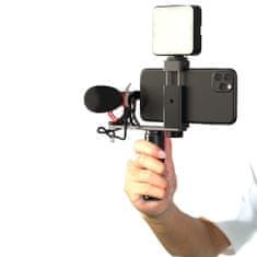 KIT Mikrofon za telefon s palico za selfije in svetilko LED