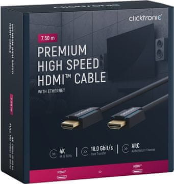 CLICKTRONIC HDMI 2.0 4K 60Hz 7,5 m kabel