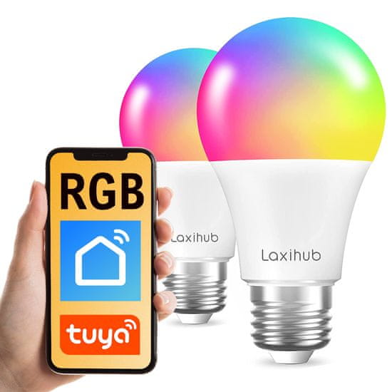 Greatstore Pametna žarnica RGB WiFi E27 Tuya Laxihub x2