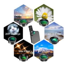 Komplet objektivov za pametne telefone 3x objektiv 3x filter