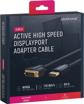 shumee CLICKTRONIC DisplayPort DP - DVI-D (24+1) kabel 3m