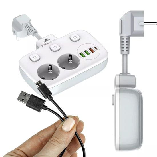 shumee Napajalni trak 2x polnilec 4xUSB USB-C PD QC