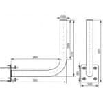 Upognjeno balkonsko stojalo L-40cm spredaj UBC-38/400-Z