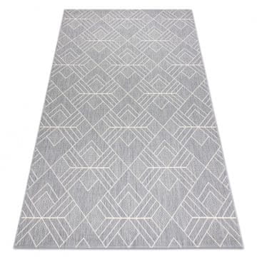 eoshop Preproga FLAT SISAL 48731637 Kvadratni diamant, geometrijska siva / krem ( - Velikost: 80x150 cm)