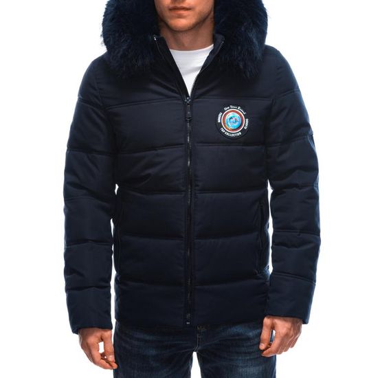Edoti Moška prešita zimska jakna 576C temno modra MDN123654