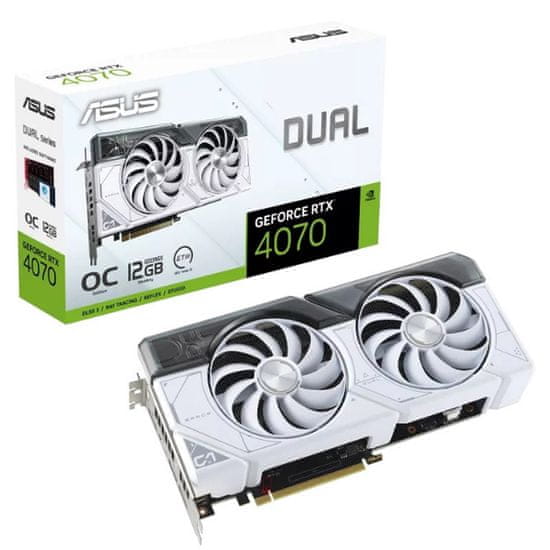 ASUS Dual GeForce RTX 4070 White OC grafična kartica, 12 GB GDDR6X (90YV0IZ4-M0NA00)