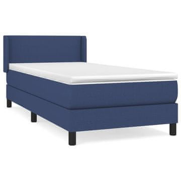 Vidaxl Box spring postelja z vzmetnico modra 90x190 cm blago