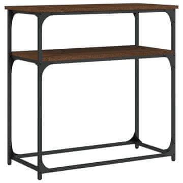 Vidaxl Konzolna mizica rjav hrast 75x35,5x75 cm inženirski les