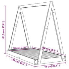 Vidaxl Otroški posteljni okvir črn 70x140 cm trdna borovina