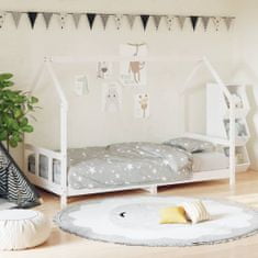 Vidaxl Otroški posteljni okvir bel 90x190 cm trdna borovina