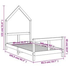 Vidaxl Otroški posteljni okvir 80x160 cm trdna borovina