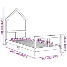 Vidaxl Otroški posteljni okvir 80x200 cm trdna borovina
