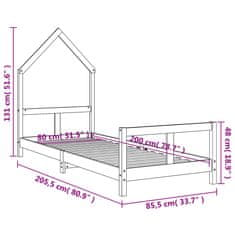 Greatstore Otroški posteljni okvir 80x200 cm trdna borovina