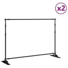 Greatstore Stojalo za ozadje 2 kosa črno 305x243 cm jeklo