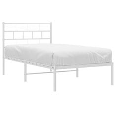 Vidaxl Kovinski posteljni okvir z vzglavjem bel 90x200 cm
