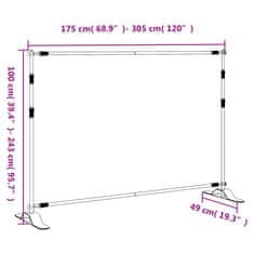 Vidaxl Stojalo za ozadje 2 kosa črno 305x243 cm jeklo