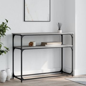 Vidaxl vidaXL Konzolna mizica, siva, hrast sonoma, 100x35,5x75 cm