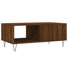 Vidaxl Klubska mizica rjav hrast 90x50x36,5 cm inženirski les
