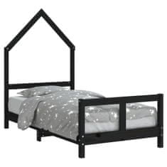 Vidaxl Otroški posteljni okvir črn 80x160 cm trdna borovina