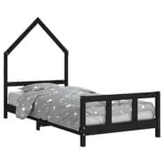 Vidaxl vidaXL Posteljni okvir črne barve 90x200 cm masivni borov les
