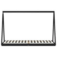 Vidaxl Otroški posteljni okvir črn 80x200 cm trdna borovina