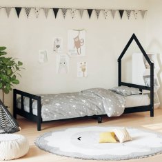 Vidaxl vidaXL Posteljni okvir črne barve 90x200 cm masivni borov les