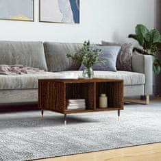 Vidaxl Klubska mizica rjav hrast 60x50x36,5 cm inženirski les