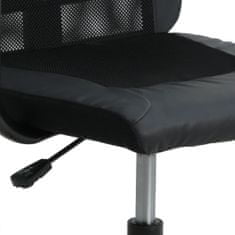 Greatstore Pisarniški stol črna mrežasta tkanina in umetno usnje