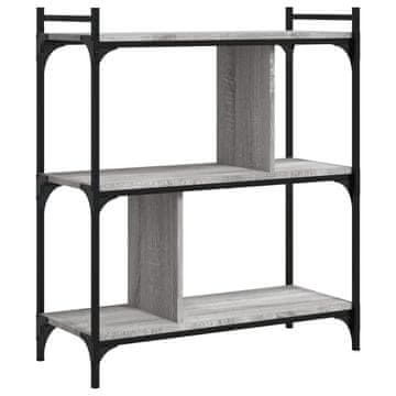 Vidaxl Knjižna omara 3-nadstropna siva sonoma 76x32x88 cm inž. les