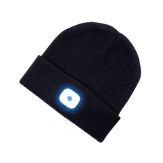 ANOXI LED zimska kapa s svetilko, pletena., mat črna, UNI