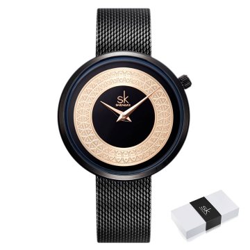 Shengke Ženska ročna ura Minimalistic Black