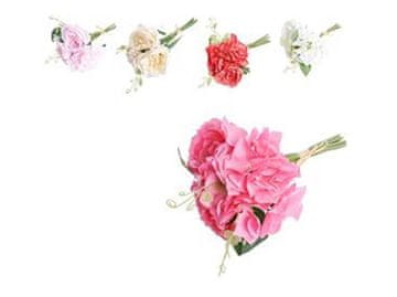 Umetno cvetje, plastika 250 mm hortenzije, pivonke, šopek 7 kosov, mešanica barv