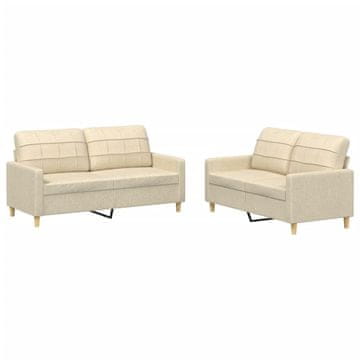 Vidaxl Sedežna garnitura 2-delna z blazinami krem blago