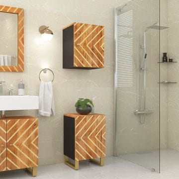 Vidaxl Kopalniška omarica rjava in črna 38x33,5x58 cm trden mango
