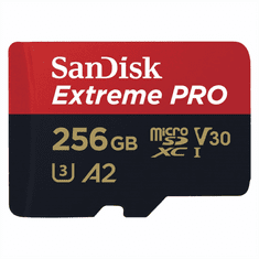 SanDisk Extreme PRO microSDXC 256 GB + SD adapter 200 MB/s in 140 MB/s A2 C10 V30 UHS-I U3