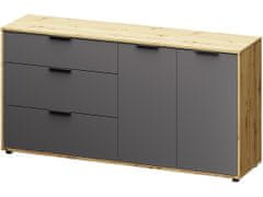 nabbi Dvovratna komoda Neston 1600-2D/3DR - grafitno siva / wotan hrast