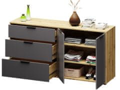 nabbi Dvovratna komoda Neston 1600-2D/3DR - grafitno siva / wotan hrast