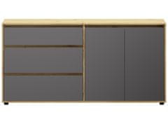nabbi Dvovratna komoda s predali Norman CH-2D/3DR - sivi grafit / wotan hrast