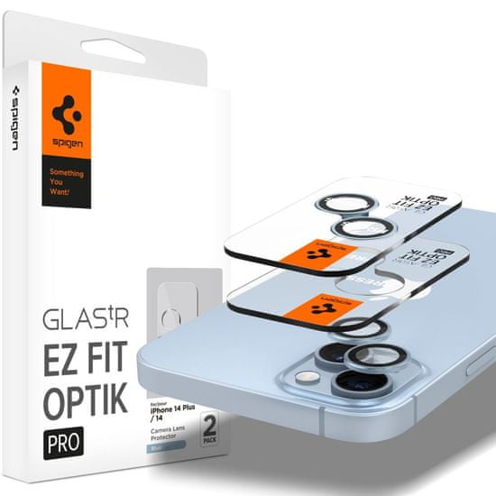 Spigen Ez Fit Optik 2x zaščitno steklo za kamero na iPhone 14 / 14 Plus / 15 / 15 Plus, modro