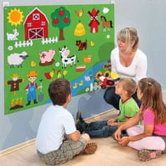 Mormark Sestavljanka za učenje, Nalepke iz Filca, za Otroke, Montessori (Kmetija, 30x Nalepk + Podloga) | FELTLAND